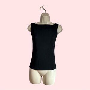 I’vory Black Sleeveless Stretch Top Straight Neckline, Fits Like a Small